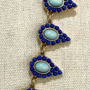 Vintage Blue  stone teardrop double strand gold tone necklace Photo 2