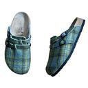 Birkenstock  Birkis Boston Plaid Wool Slip On Mule Clogs Shoes - Green, 7US Photo 0