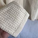 L.L.Bean  Thin Cable Knit Cream Turtleneck Sweater Size‎ Small Photo 4