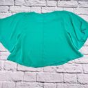 EverlyShirt Women's Small Green Polyester Short Flutter Sleeve Crewneck Crop Photo 7