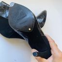 Brian Atwood  Black Suede Embossed Croc Leather Pointed Toe Heel ankle Bootie Photo 6