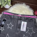 Simple Society  super high rise rhinestone/ distressed faded black denim sz 17/33 Photo 4