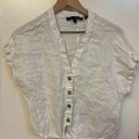 Harvé Benard HARVE BERNARD WHITE SHIRT 100%‎ PURE LINEN Sz L FOUR BUTTOMS TIED FRONT Photo 0