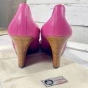 Lanvin Paris Lanvin Pink Leather Round-Toe Wedges Photo 5