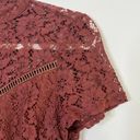 Bohme  High Neck Lace Short Sleeve Blouse Top with Keyhole Back V Front Detail Photo 5