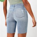 The Loft Frayed Denim Bike Shorts in Light Wash Photo 1