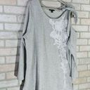 Lane Bryant  Lace Appliqué Light Gray Cold Shoulder Sweatshirt Size 22/24 Photo 4