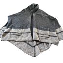 Barefoot Dreams  CozyChic Button Neck Grey Striped Poncho Shawl One Size Photo 0