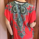 Coral Turquoise & Black Belted Tunic Dress Size M Photo 1