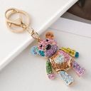 Bear Bag Keychain Bag Charm Key Fob Colorful Rhinestone Pink Photo 0