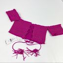 PilyQ  Fuchsia Smocked Off Shoulder Pink Bikini Top Size Small S NWT Photo 2