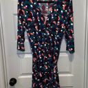 Leota  Teal Multicolor Print V Neck 3/4 Sleeve Aline Dress size 2L(18/20) Photo 0