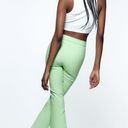 ZARA NWT  lime green MINI FLARE TROUSERS. Size Medium Photo 4