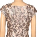 Sue Wong  Champagne sequined square neck sheath dress with stretch. Size 6. EUC Photo 9