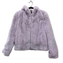 Rachel Zoe  Faux Fur Hooded Zip Up Jacket Coat Lavender Purple Size Small Photo 0