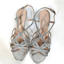 Nina  Veralee Silver Leather Embellished Strappy Sandals Size 8 Women's Preowned Photo 5