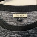 Nicole Miller  Black- Gray Soft Fleece Light Pullover Top Front Pocket Sz Medium Photo 2