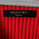 All Saints Clea V-neck Long Sleeve Oversized Jumper Sweater Red Small Photo 3