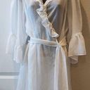 Betsey Johnson  Satin lace ruffle belted wrap Robe White Pearl size Medium Photo 0