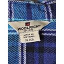 Woolrich  Blue Flannel Shirt Long Roll Tab Sleeve Button up Pocket Womens Size XL Photo 4