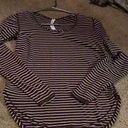 Lululemon  Scoop Neck Soft Rounded Bottom Brown White Striped top Photo 0