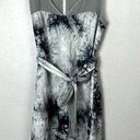 CoVelo Artsy Linen Blend Dress Womens Sz. 6 Layered Tie Die Waist Tie Gray White Photo 0