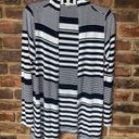 Cyrus  Black & White Striped Open Front Cardigan Sweater Women's Size Medium Photo 4