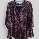 Russell  Kemp asymmetric, ruffle, 3/4 sleeve, 5 button V neck blouse, size 1X Photo 0