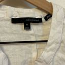 Harvé Benard HARVE BERNARD WHITE SHIRT 100%‎ PURE LINEN Sz L FOUR BUTTOMS TIED FRONT Photo 2