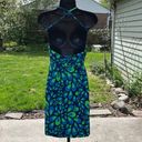 The North Face  Echo Lake Halter Dress Large Green Blue Floral Print Zip Pocket Photo 2