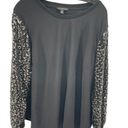 Lane Bryant  Womens Pullover blouse shirt Embroidered Metallic sequins Black Size Photo 0