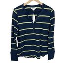 Market & Spruce  Blue & Green Knit Thermal Striped Shirt Size Medium Photo 0