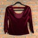 XOXO  Women's Crushed Velvet Velour Scoop Neck Ruched Sleeve Blouse‎ Red Size M Photo 1