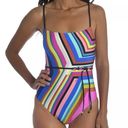 Trina Turk  Illusions Stripe Belted One-Piece Swimsuit 6 NWOT Photo 0