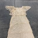 Vintage Ivory Lace Tiered Ruffle Midi Maxi Dress Size M Photo 1