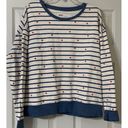 Pact  Crewneck Sweatshirt Organic Cotton Ivory W Blue Stripes & Red Hearts XL EUC Photo 0