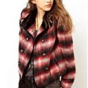 Free People  Red Wooly Officer Plaid Wool Blend Jacket Photo 0