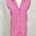 Tommy Bahama  Pink Linen Shirt Tie Front Sleeveless Gingham Way Camp Shirt Sz XL Photo 1