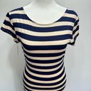 RD Style NEW  Navy & Beige Striped Open Back Cap Sleeve Fitted Maxi Dress Small Photo 9