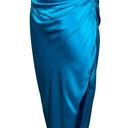 NEW NWT The Sei for FWRD Cross Wrap Halter 100% Silk Maxi Dress in Teal Size 4 Photo 4