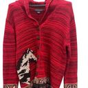 Northern Isles Red Ramie Vintage Horse Cardigan Sweater Size Medium Button Down Photo 0