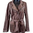 Visconf Italian Belted Short Trench Coat Brown Size 12 Photo 0