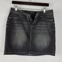 White House | Black Market  Womens Skirt Size 10 Black Denim Mini Faded Button Zip Photo 4