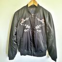 American Eagle  | Members Only Bomber Jacket Black Embroidered Floral | Medium Photo 0