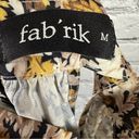 fab'rik Fab’rik Women’s Halter Sleeveless Blouse Smocked Hem Floral Black Beige Gold M Photo 2