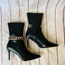 Shoedazzle Black Point Toe Bootie Stilleto Heels w/ Gold Chain NWT Size 8 Photo 4
