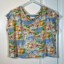 Cynthia Rowley Women's  Greek Island Painting Linen Crop Shirt Size XL EUC #0456 Photo 1