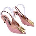 Moschino  Couture Croc Embossed Leather M Slingback Pointed Heels Pink Gold 38.5 Photo 0