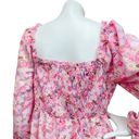 As You Wish Women’s 1X As U Wish Smocked Boho Bohemian Garden Pink Floral Tiered Midi Dress Photo 5