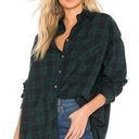 superdown  Audriana Oversized Plaid Flannel Top in Green/Blue Size M Photo 0